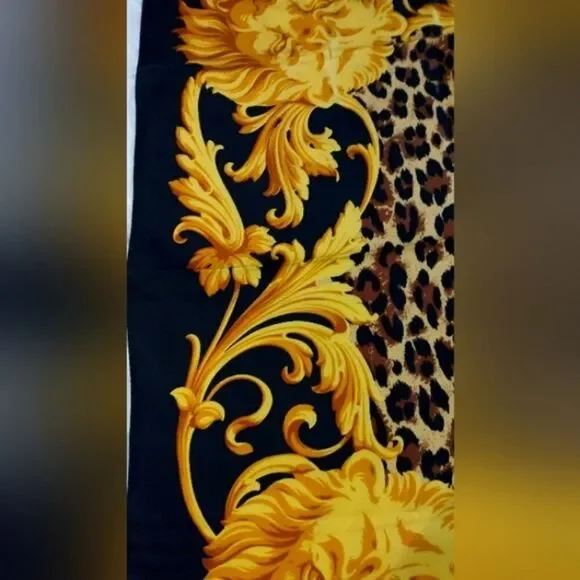 Escada Animal Print Cheetah Lion Vintage Silk Scarf Foulard - Picture 11 of 16